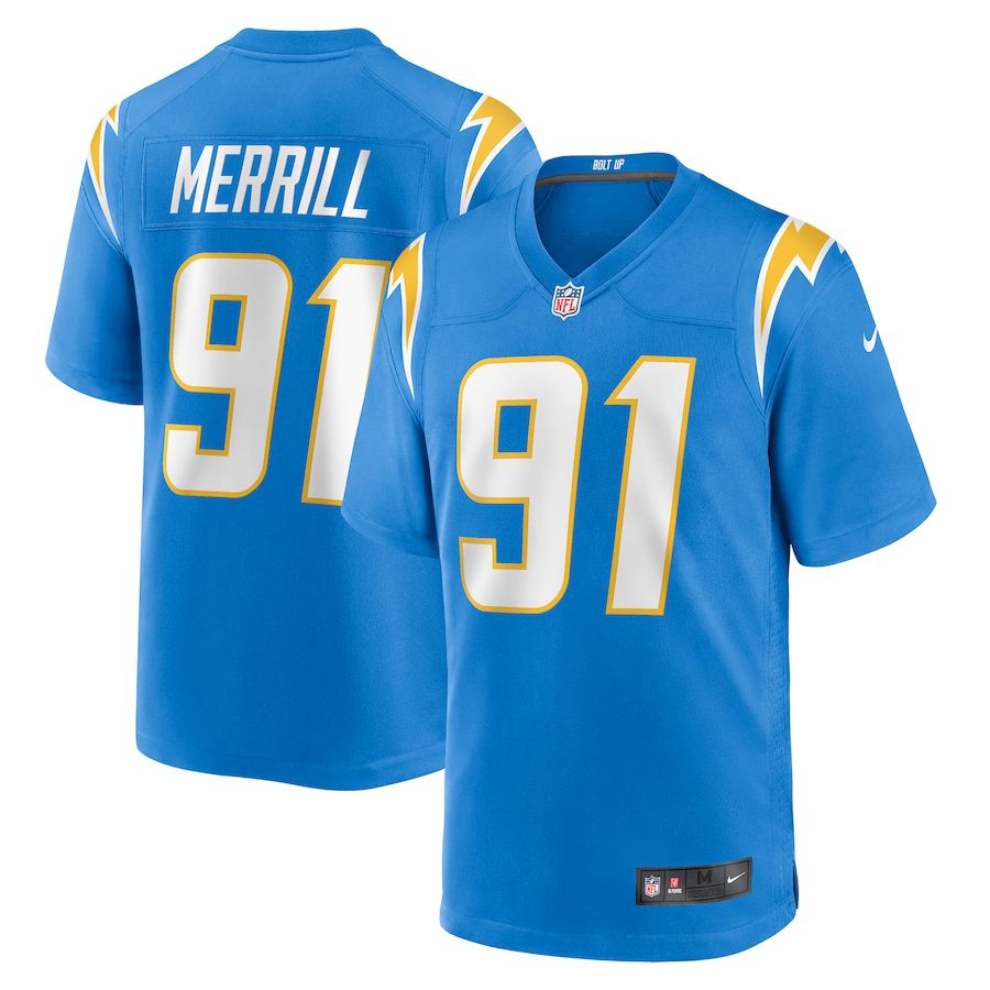 Men Los Angeles Chargers #91 Forrest Merrill Nike Powder Blue Player Game NFL Jersey->los angeles chargers->NFL Jersey